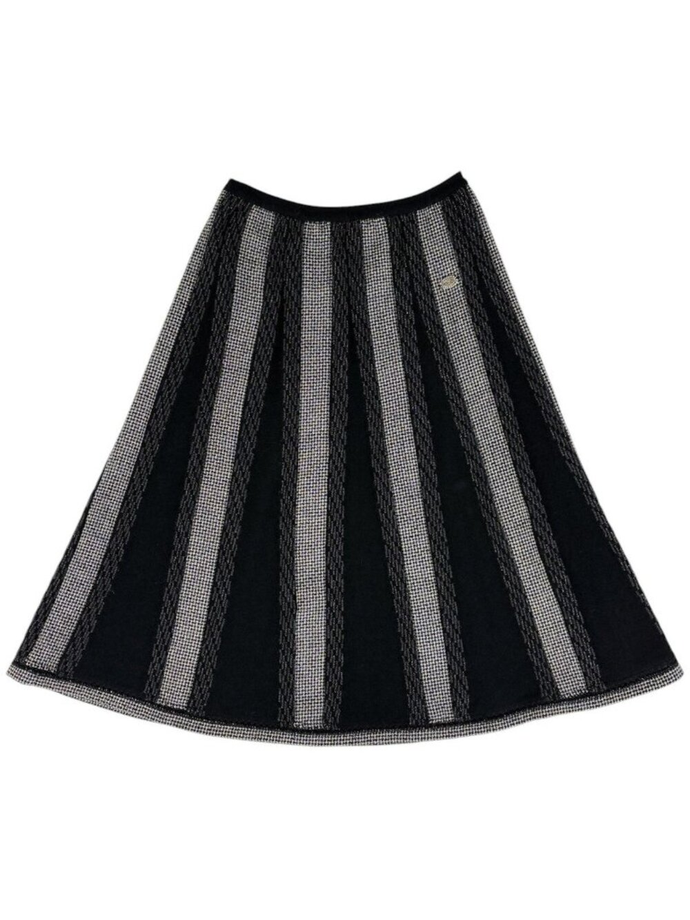 Chanel CC Logo Knit Skirt Flare 05A Wool Polyester Black